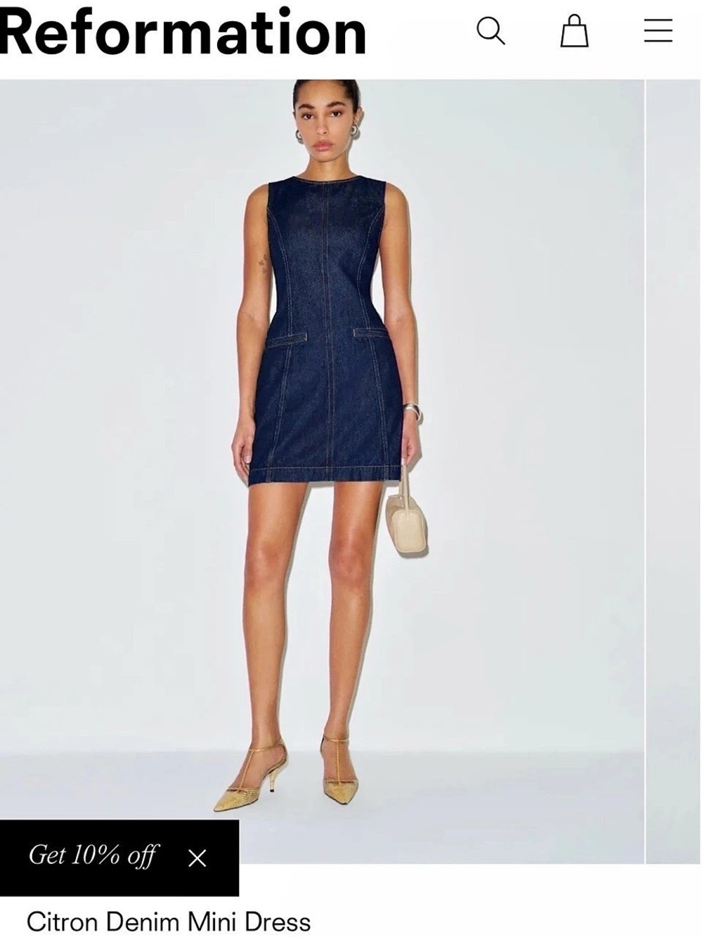 Reformation Citron Denim Mini Dress Denim Mini Dress in Blue Like New
